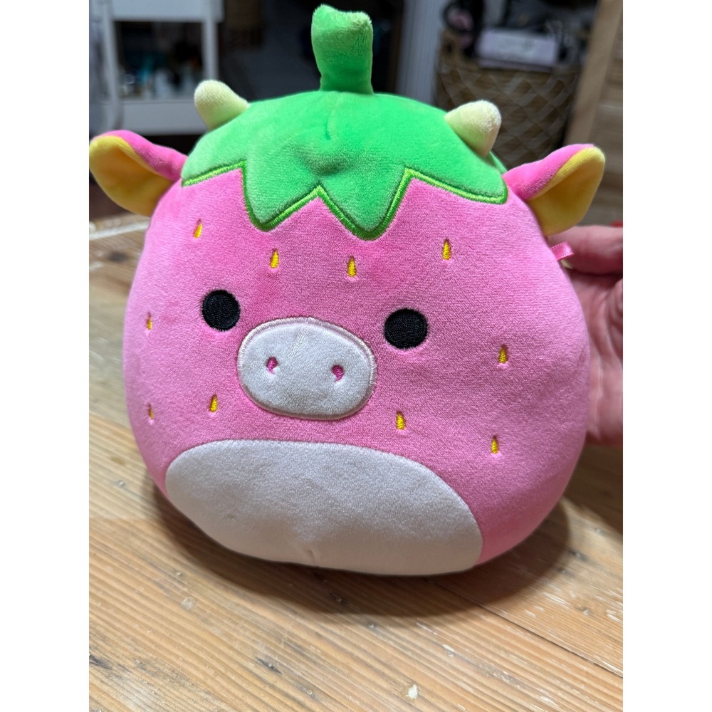 Squishmallows Strawberry Cow Plush Pink Green Stuffed Animal‎ Original
